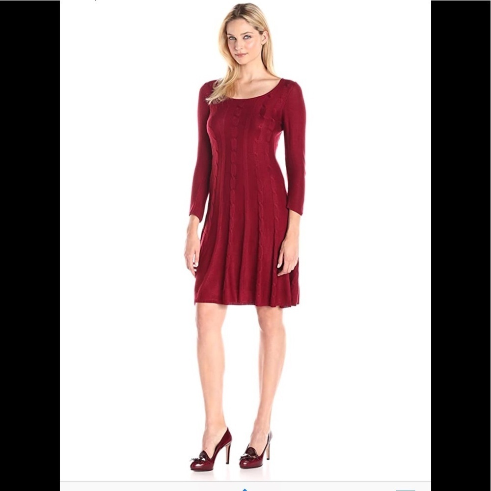 Kasper A-Line Cable Knit Scoop Neck Sweater Dress‼️FINAL SALE